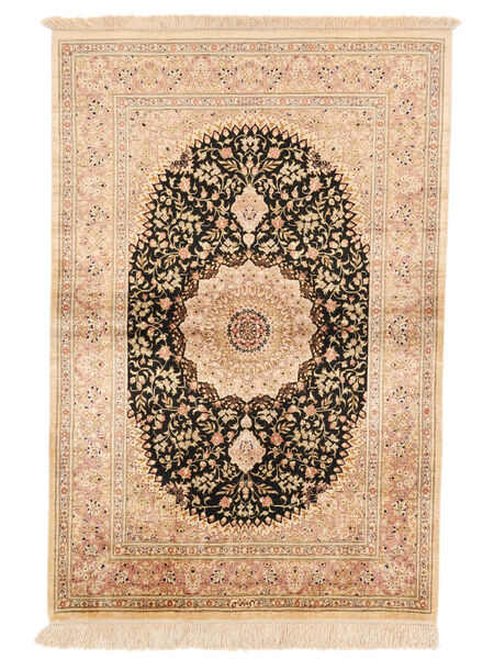  Orientalischer Ghom Seide Signatur: Ghom Javadi Teppich Teppich 99X147 Braun/Orange (Seide, Persien/Iran)