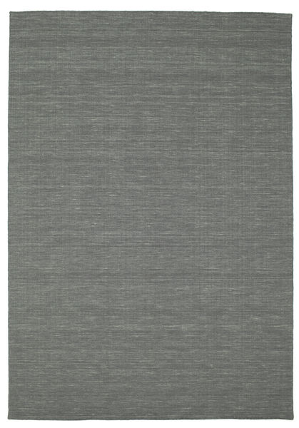  Kelim Loom - Dunkelgrau Teppich 200X300 Echter Moderner Handgewebter Schwartz/Dunkelgrün (Wolle, Indien)