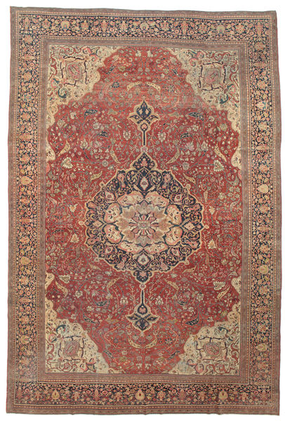  Farahan Teppich 368X550 Echter Orientalischer Handgeknüpfter Dunkelrot/Braun Großer (Wolle, Persien/Iran)