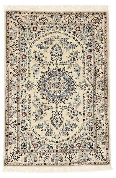  Nain 6La Teppich 100X147 Echter Orientalischer Handgeknüpfter Dunkelbraun/Gelb (Wolle/Seide, Persien/Iran)