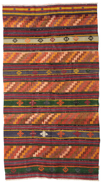 Kelim Vintage Türkei Teppich 144X260 Schwarz/Dunkelrot (Wolle, Türkei)