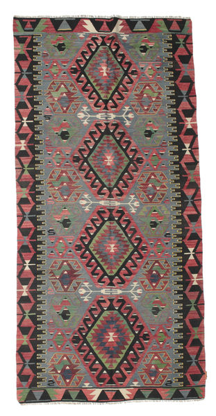  147X303 Kelim Vintage Türkei Teppich Läufer Rot/Grau Türkei 