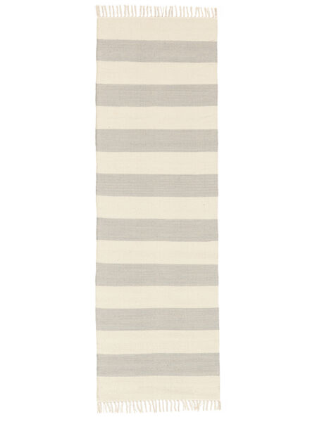 Küchenteppich Cotton Stripe 80X250 Baumwolle Moderner Gestreift Grau/Naturweiß 