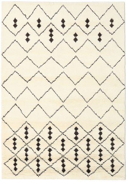  Berber Indisch - Off-Weiß/Schwarz Teppich 160X230 Echter Moderner Handgeknüpfter Beige/Weiß/Creme (Wolle, Indien)