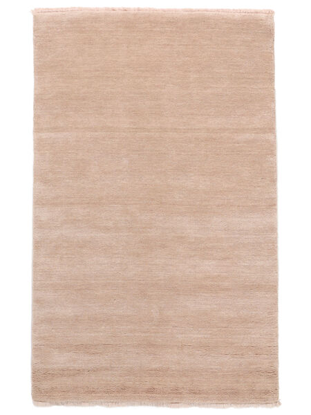  160X230 Einfarbig Handloom Fringes Teppich - Hellrosa Wolle, 