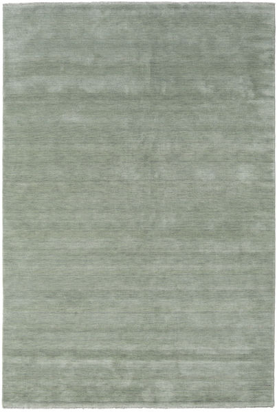  200X300 Einfarbig Handloom Fringes Teppich - Hellgrün Wolle, 