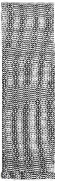 Wollteppich 80X350 Alva Grau/Schwarz Teppichläufer Klein Teppich 