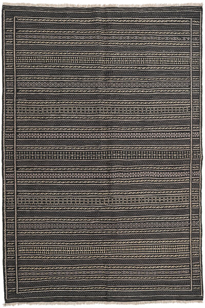  Kelim Teppich 157X234 Echter Orientalischer Handgewebter Schwartz/Dunkelgrau (Wolle, Persien/Iran)