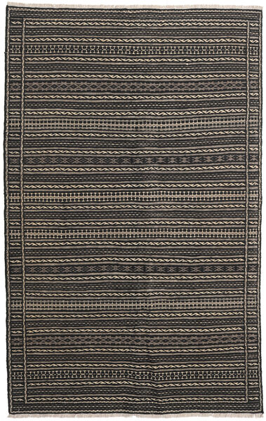  Kelim Persisch Teppich 160X230 Echter Orientalischer Handgewebter Schwartz/Dunkelgrau (Wolle, Persien/Iran)