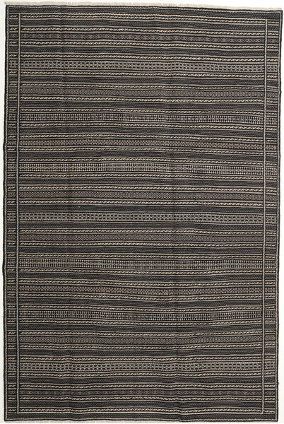  Kelim Teppich 197X298 Echter Orientalischer Handgewebter Dunkelgrau/Hellgrau (Wolle, Persien/Iran)
