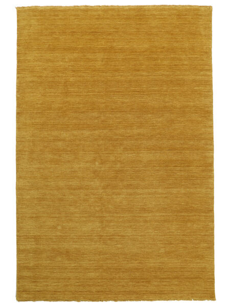  100X160 Einfarbig Klein Handloom Fringes Teppich - Senfgelb Wolle, 