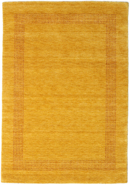  140X200 Einfarbig Klein Handloom Gabba Teppich - Gold Wolle, 