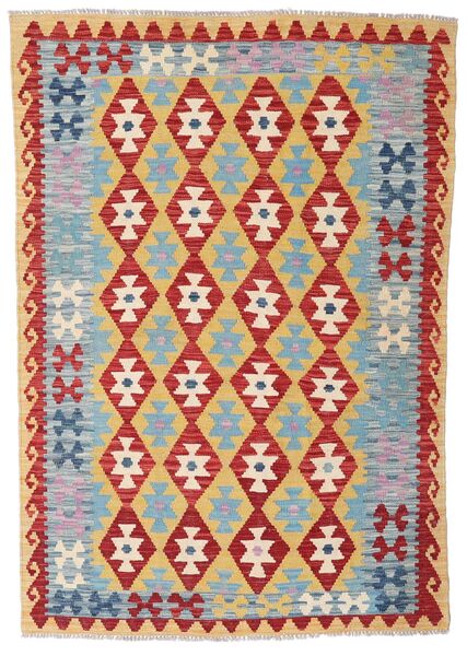  Kelim Afghan Old Style Teppich 124X179 Echter Orientalischer Handgewebter Dunkelrot/Hellgrau (Wolle, Afghanistan)