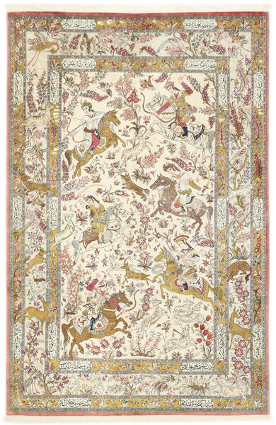  Orientalischer Ghom Seide Teppich Teppich 132X203 Beige/Orange (Seide, Persien/Iran)