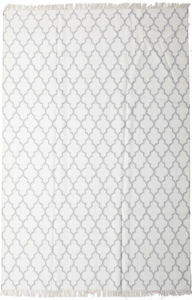  Bambus Seide Kelim Teppich 200X300 Echter Moderner Handgewebter Weiß/Creme/Hellgrau (Wolle/Bambus-Seide, Indien)