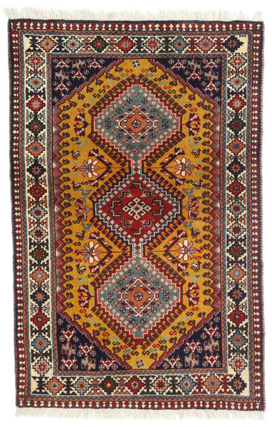  Yalameh Teppich 81X126 Echter Orientalischer Handgeknüpfter Dunkelrot/Dunkelbraun (Wolle, Persien/Iran)