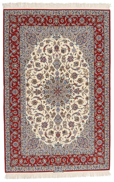 161X241 Isfahan Seidenkette Signatur Entashari Teppich Teppich Echter Orientalischer Handgeknüpfter Beige/Grau ( Persien/Iran)