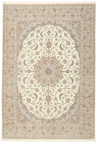  Isfahan Seidenkette Teppich 255X366 Echter Orientalischer Handgeknüpfter Hellgrau/Beige Großer (Wolle/Seide, Persien/Iran)