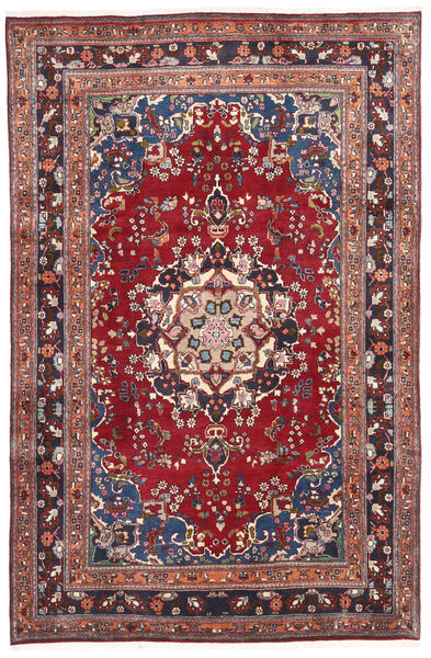  Maschad Teppich 200X308 Echter Orientalischer Handgeknüpfter Dunkelrot/Dunkellila (Wolle, Persien/Iran)