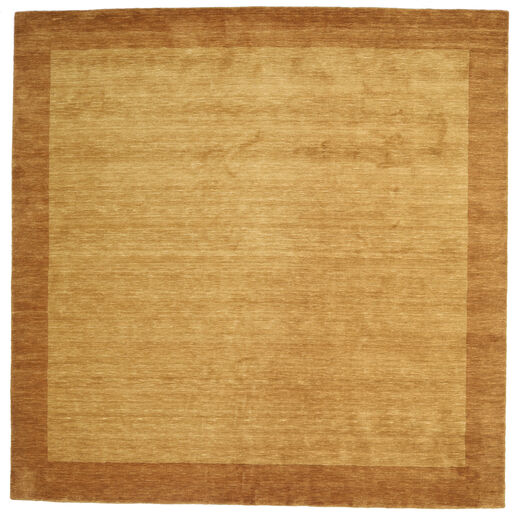 Handloom Frame 300X300 Groß Gold Einfarbig Quadratisch Wollteppich Teppich 