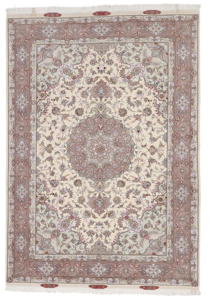 Orientalischer Täbriz 60 Raj Seidenkette Teppich Teppich 167X244 Beige/Hellgrau ( Persien/Iran)