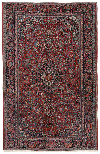 131X202 Keshan Fine Teppich Teppich Echter Orientalischer Handgeknüpfter Schwarz/Dunkelrot (Wolle, Persien/Iran)