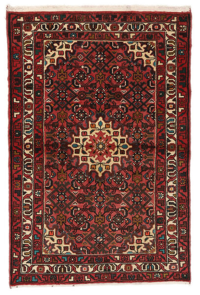  Orientalischer Hosseinabad Teppich 105X158 Schwarz/Dunkelrot (Wolle, Persien/Iran)