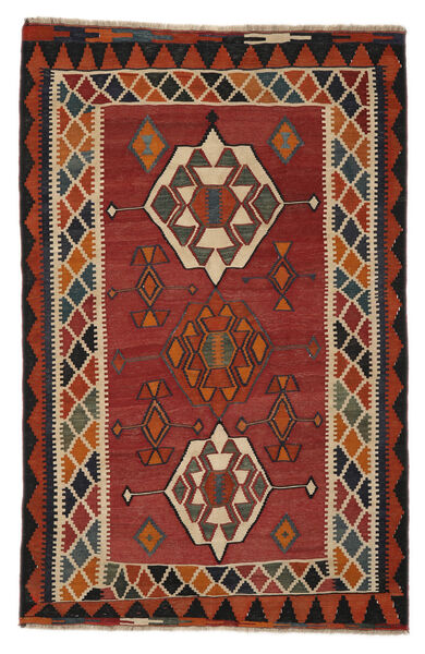 163X254 Kelim Vintage Teppich Teppich Echter Orientalischer Handgewebter Dunkelrot/Schwarz (Wolle, Persien/Iran)