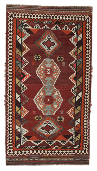 146X269 Kelim Vintage Teppich Orientalischer Schwarz/Dunkelrot (Wolle, Persien/Iran)