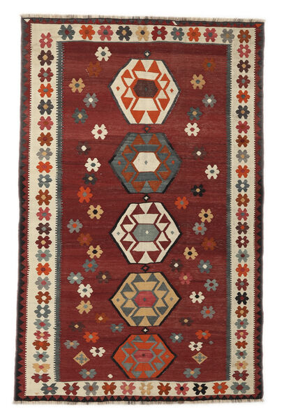 Handgewebter Kelim Vintage Teppich 160X247 Vintage Persischer Wollteppich Dunkelrot/Schwarz Teppich 