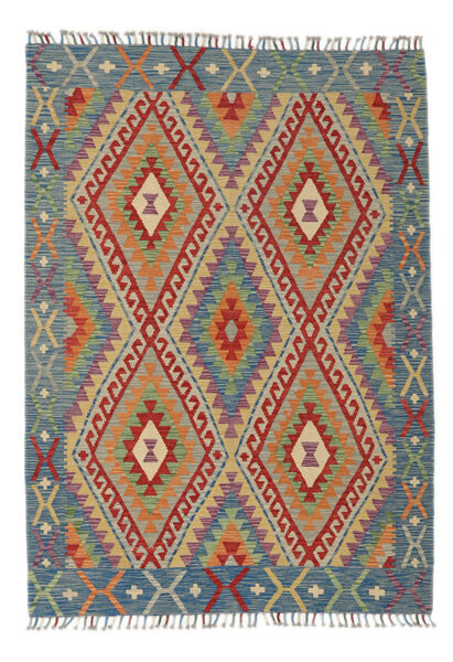  Kelim Afghan Old Style Teppich 128X177 Echter Orientalischer Handgewebter Weiß/Creme/Schwartz (Wolle, Afghanistan)