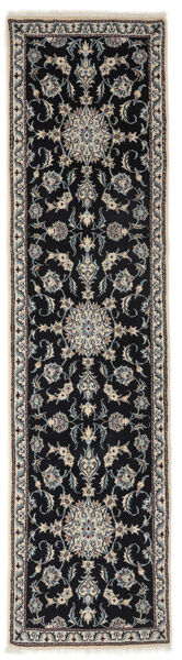  Persischer Nain Teppich Teppich 76X300 Läufer Schwarz/Braun (Wolle, Persien/Iran)