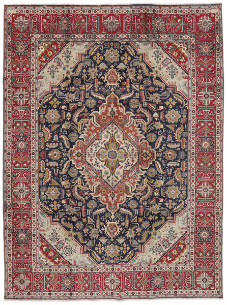  Täbriz Teppich 222X295 Echter Orientalischer Handgeknüpfter Dunkelbraun/Dunkelgrau (Wolle, Persien/Iran)