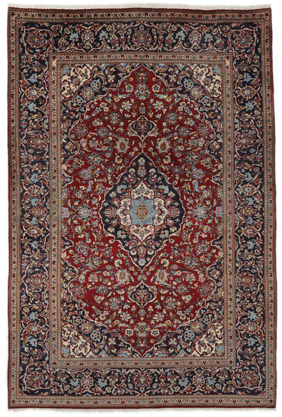  Keshan Teppich 201X304 Echter Orientalischer Handgeknüpfter Schwartz/Dunkelbraun (Wolle, Persien/Iran)