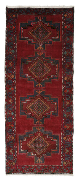  Hamadan Teppich 130X310 Echter Orientalischer Handgeknüpfter Läufer Schwartz/Weiß/Creme (Wolle, Persien/Iran)