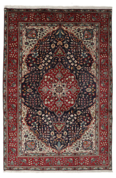  Täbriz Teppich 200X295 Echter Orientalischer Handgeknüpfter Schwartz/Dunkelbraun (Wolle, Persien/Iran)