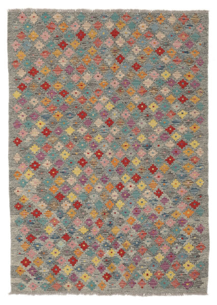  Kelim Afghan Old Style Teppich 127X175 Echter Orientalischer Handgewebter Schwartz/Dunkelbraun (Wolle, Afghanistan)