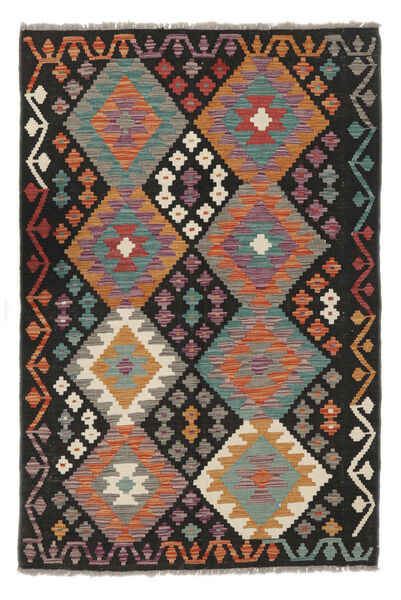  Kelim Afghan Old Style Teppich 122X181 Echter Orientalischer Handgewebter Schwartz/Dunkelbraun (Wolle, Afghanistan)
