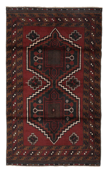  Belutsch Teppich 112X194 Echter Orientalischer Handgeknüpfter Schwartz (Wolle, Afghanistan)