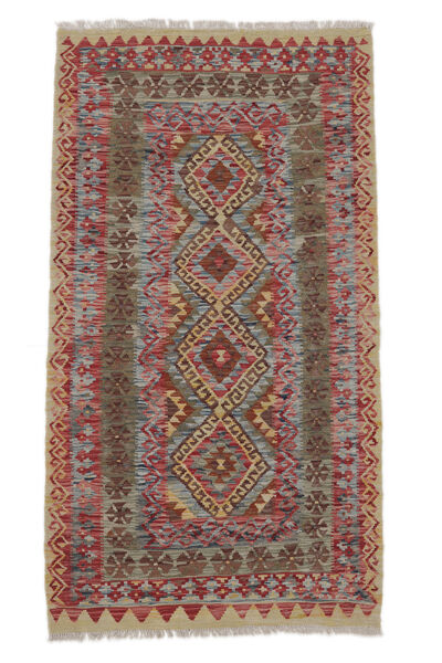  Kelim Afghan Old Style Teppich 99X192 Echter Orientalischer Handgewebter Dunkelbraun/Weiß/Creme (Wolle, Afghanistan)