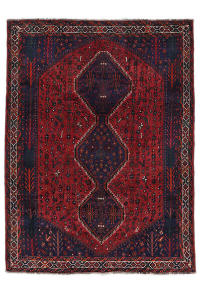  Persischer Shiraz Teppich Teppich 214X290 Schwarz/Dunkelrot (Wolle, Persien/Iran)
