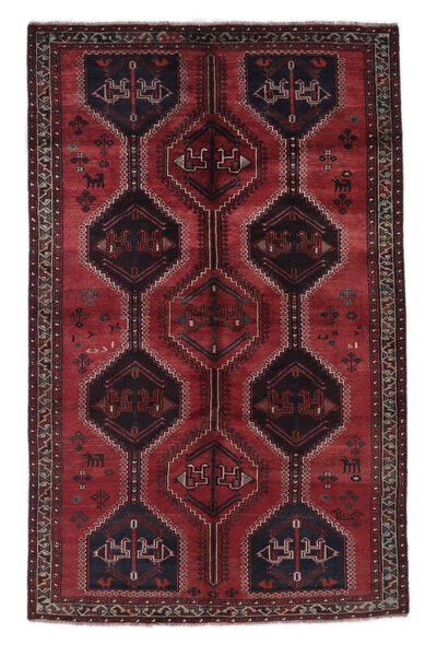 Shiraz Teppich Teppich 157X246 Schwarz/Dunkelrot (Wolle, Persien/Iran)