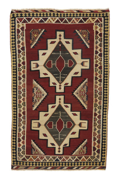 Handgewebter Kelim Vintage Teppich 148X235 Vintage Persischer Wollteppich Schwarz/Braun Klein Teppich 