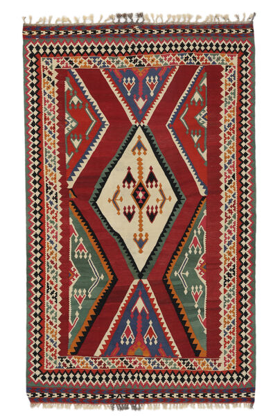 161X263 Kelim Vintage Teppich Teppich Orientalischer Dunkelrot/Schwarz (Wolle, Persien/Iran)