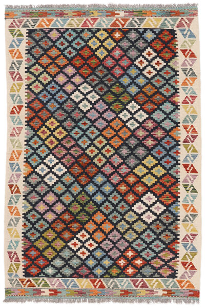  Kelim Afghan Old Style Teppich 125X184 Echter Orientalischer Handgewebter Schwartz (Wolle, Afghanistan)