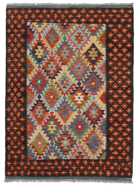  Kelim Afghan Old Style Teppich 128X173 Echter Orientalischer Handgewebter Schwartz/Dunkelrot (Wolle, Afghanistan)