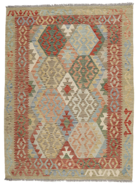  Kelim Afghan Old Style Teppich 128X169 Echter Orientalischer Handgewebter Dunkelbraun/Olivgrün (Wolle, Afghanistan)