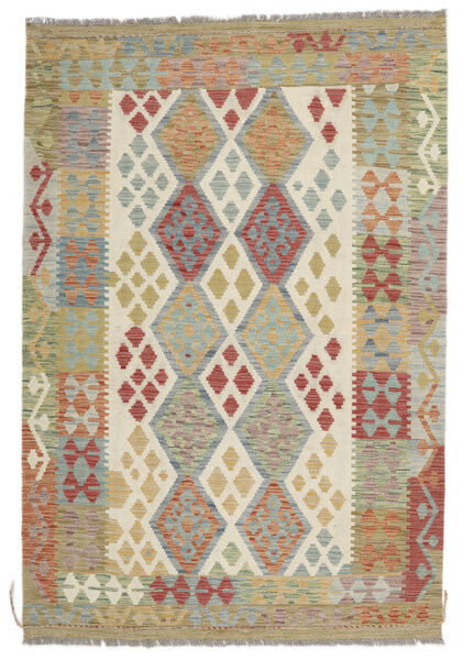  Kelim Afghan Old Style Teppich 126X183 Echter Orientalischer Handgewebter Dunkelgrün/Braun (Wolle, Afghanistan)