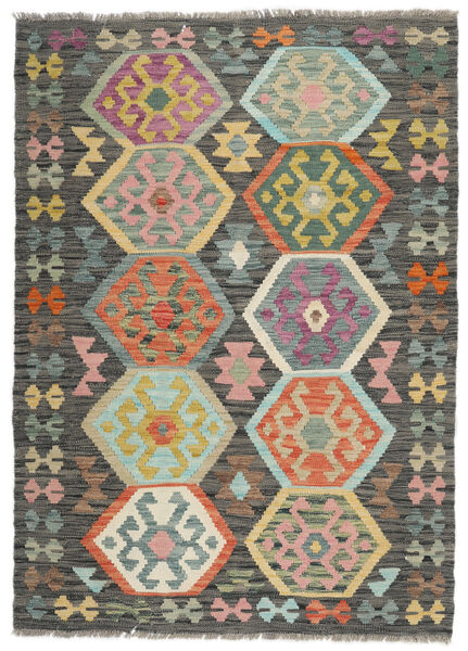  Kelim Afghan Old Style Teppich 129X175 Echter Orientalischer Handgewebter Schwartz/Dunkelgrün (Wolle, Afghanistan)
