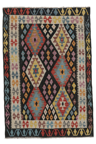  Kelim Afghan Old Style Teppich 122X180 Echter Orientalischer Handgewebter Schwartz/Dunkelbraun (Wolle, Afghanistan)